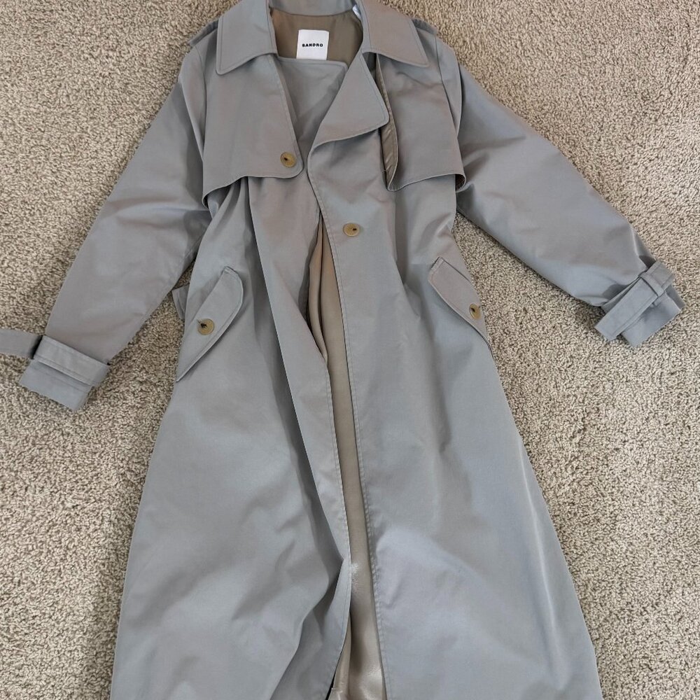 Sandro Trench Coat with Pleated Back SFPOU00527 – Size 34